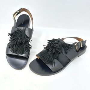& Other Stories Suede Tassel Leather‎ Sandalette Sandals Black Size 9